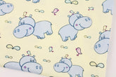Cute Hippo Bird Patterned Fabric, Cute, Kids, Sewing, Quilt made in Korea by the Half Yard