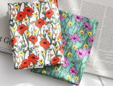 Poppy Flowers Patterned Fabric made in Korea by the Half Yard