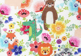 ハーフヤードデジタルテキスタイルプリントによる韓国製フラワーガーデン動物柄生地
