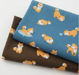 かわいい柴犬の子犬柄のオックスフォード生地(韓国製、半ヤード単位)