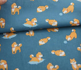 かわいい柴犬の子犬柄のオックスフォード生地(韓国製、半ヤード単位)