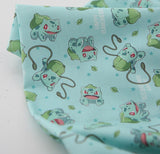 ポケットモンスター、ポケモン、フシギダネのキャラクターのライセンス生地(韓国製、半ヤード単位)