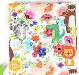 ハーフヤードデジタルテキスタイルプリントによる韓国製フラワーガーデン動物柄生地