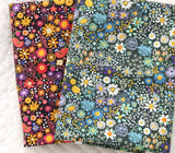 Mini Petite Flowers Night Color Patterned Fabric made in Korea by the Half Yard