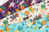 Oriental Lions Tigers Monkeys Birds in the Forest Fabric for Clothworks by the Half Yard