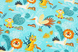 Oriental Lions Tigers Monkeys Birds in the Forest Fabric for Clothworks by the Half Yard