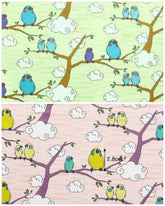 Birds Tree Cloud printed Fabric made in Korea by the Half Yard