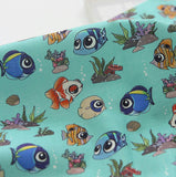 熱帯魚のクマノミ、ブルータンのキャラクター、海の底の生地、韓国製、ハーフヤード