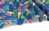 Tropical Hawaiian Hibiscus Flowers patterned Fabric made in Korea by the Half Yard
