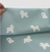 Bichon Frise Dog Patterned Fabric made in Korea by Half Yard Digital Textile Printing