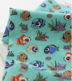 熱帯魚のクマノミ、ブルータンのキャラクター、海の底の生地、韓国製、ハーフヤード