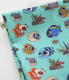 熱帯魚のクマノミ、ブルータンのキャラクター、海の底の生地、韓国製、ハーフヤード