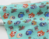 熱帯魚のクマノミ、ブルータンのキャラクター、海の底の生地、韓国製、ハーフヤード