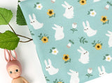Rabbit Bunny Patterned Fabric made in Korea by the Half Yard Digital Textile Printing