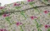Wild Flowers Floral Patterned Linen Cotton Fabric made in Korea 45cm by 145cm or 18" by 56" by the Half Yard