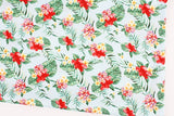 ハイビスカスの花のプリント生地、韓国製、45cm×160cmまたは18インチ×63インチ、半ヤード