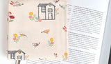 Birds Flowers House Patterned Fabric made in Korea by Half Yard Digital Textile Printing