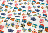 Colorful Castle Patterned Fabric, Cute, Kids, Sewing, Quilt made in Korea by Half Yard