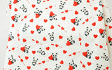 ラブハートのかわいいパンダ柄生地(韓国製、半ヤード)