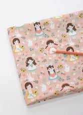 Girls Rabbit Flower Patterned Fabric, Cute, Kids, Sewing, Quilt made in Korea by Half Yard