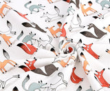 Fox Patterned Fabric, Cute, Kids, Sewing, Quilt made in Korea by Half Yard