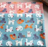 Cute Cat Yarn Ball printed Fabric made in Korea by Half Yard