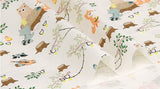 Forest Animals Fox Bear Raccoon patterned Fabric made in Korea by Half Yard DTP