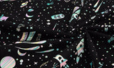 Universe Space Man planet Patterned  Fabric made in Korea by the Half Yard