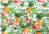 Tropical Fruit Flowers Pineapple Hibiscus patterned Fabric made in Korea by the Half Yard
