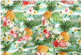 Tropical Fruit Flowers Pineapple Hibiscus patterned Fabric made in Korea by the Half Yard