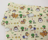 動物、ラクダ、キツネ、羊、ペンギン柄の生地、かわいい、子供用、裁縫、韓国製キルト(ハーフヤード)