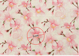 Cherry Blossoms Flower Sakura patterned Fabric made in Korea by the Half Yard / 45 X 150cm 18" X 55", Cotton Linen