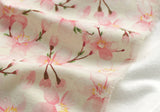 Cherry Blossoms Flower Sakura patterned Fabric made in Korea by the Half Yard / 45 X 150cm 18" X 55", Cotton Linen