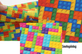 Vivid Blocks patterned Fabric made in Korea by the Half Yard