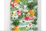 Tropical Fruit Flowers Pineapple Hibiscus patterned Fabric made in Korea by the Half Yard
