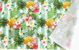 Tropical Fruit Flowers Pineapple Hibiscus patterned Fabric made in Korea by the Half Yard