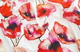 Watercolor Big Poppy Flowers patterned Fabric made in Korea by the Half Yard