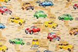 Vintage Cars and Australian Map printed Fabric by Nutex by the Half Yard