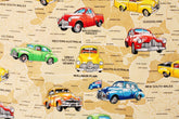 Vintage Cars and Australian Map printed Fabric by Nutex by the Half Yard