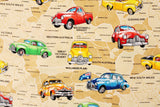 Vintage Cars and Australian Map printed Fabric by Nutex by the Half Yard
