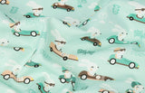 Racing Rabbit Bunny Patterned Fabric made in Korea by the Half Yard Digital Textile Printing