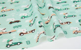 Racing Rabbit Bunny Patterned Fabric made in Korea by the Half Yard Digital Textile Printing