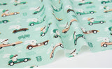 Racing Rabbit Bunny Patterned Fabric made in Korea by the Half Yard Digital Textile Printing