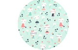 Dandy Cats Flowers Patterned Fabric made in Korea by Half Yard Digital Textile Printing