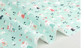 Dandy Cats Flowers Patterned Fabric made in Korea by Half Yard Digital Textile Printing