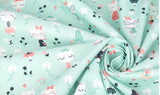 Dandy Cats Flowers Patterned Fabric made in Korea by Half Yard Digital Textile Printing
