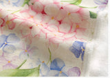 韓国製アジサイの花柄生地 半ヤード / 45 x 150cm 18" x 57.5"、コットンリネン