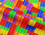 韓国でプリントされたカラフルなブロック柄の生地(半ヤード単位)