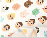 Animals Girls Face Fabric made in Korea by Half Yard