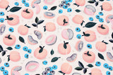 Peach Blueberry Fabric printed in Korea by the Half Yard